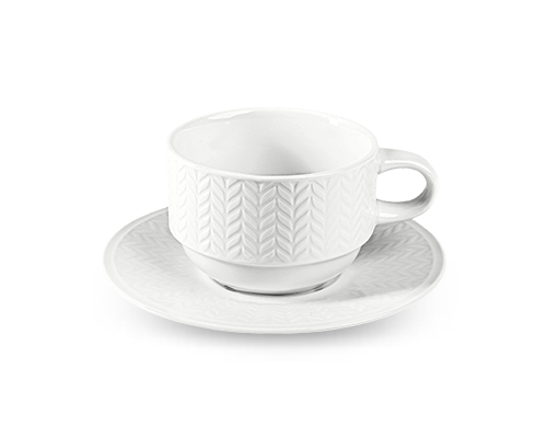 Wheat Embossed Stackable Coffee Cup & Saucer