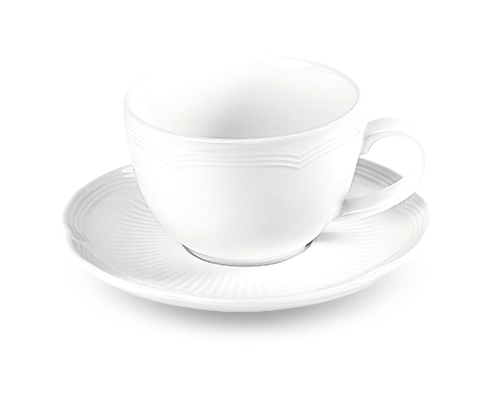 Camellia Embossed Coffee Cup & Lotus Rim Saucer