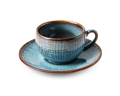 Linen-textured Embossed Coffee Cup & Saucer