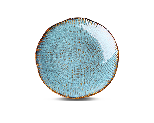 Linen-textured Embossed Wave-rimmed Shallow Plate